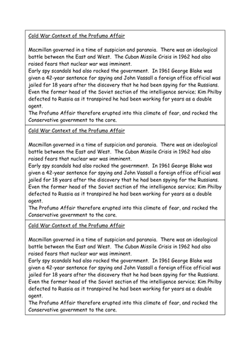 AQA A level, The Profumo affair and the Conservative fall from power 1964