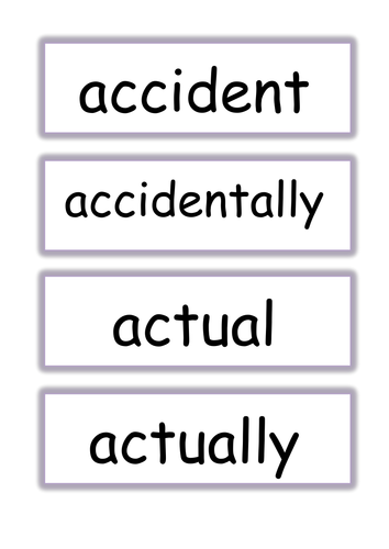 Year 3 and 4 common exception word flashcards
