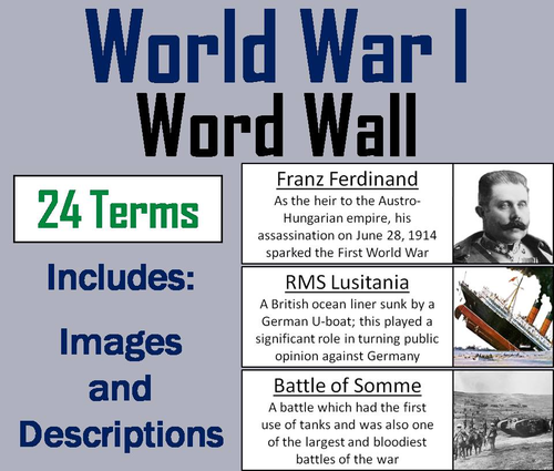World War 1 Word Wall Cards