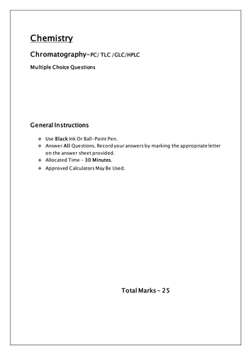 Chromatography PC/TLC/GLC/HPLC