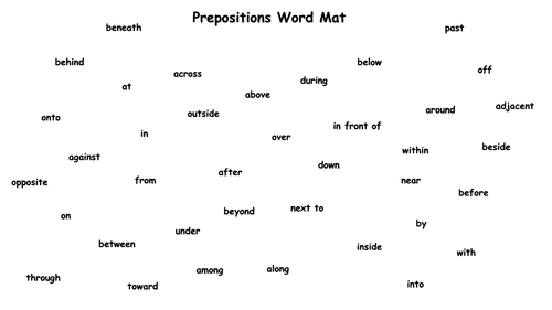 Preposition Word Mat