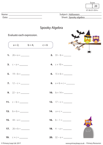 Basic Algebra - Halloween Theme
