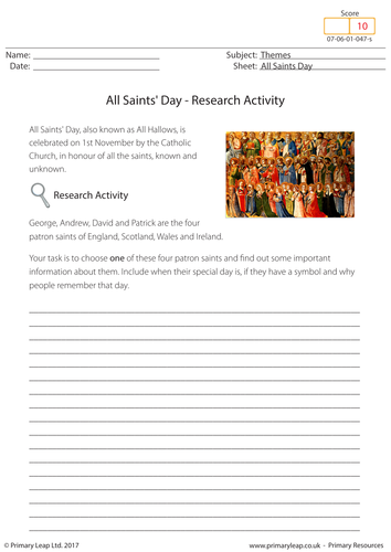 Research Activity - All Saints' Day