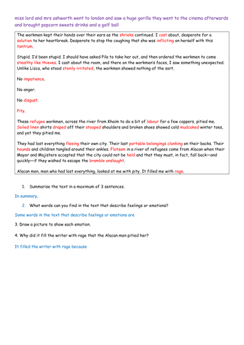 8 KS2 D Reading Texts Prehension Questions