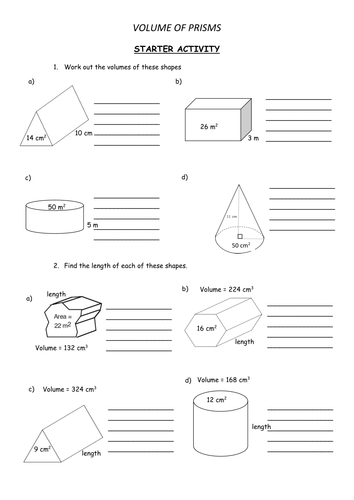 Volume of prisms