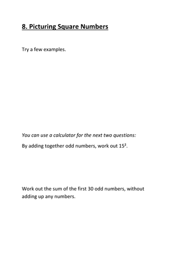 Square Numbers Investigation