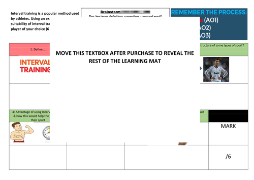 AQA GCSE PE (9-1) Learning mat - structuring 6 mark answers - interval training