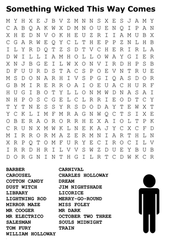 Something Wicked This Way Comes Word Search