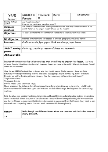 Are forests important?  Geography planning using challenge.