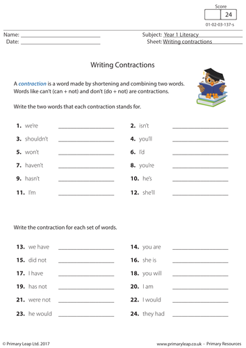 Writing Contractions - English Resource | Teaching Resources