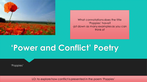 Power and Conflict poetry 'Poppies'