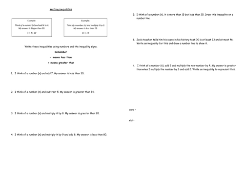 Writing inequalities - 2
