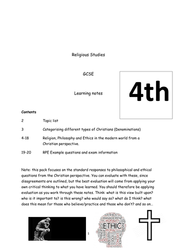 OCR GCSE Religious Studies 9-1. Religion, philosophy and ethics from a Christian perspective.