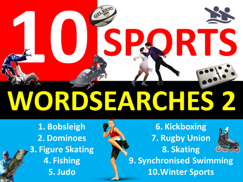 10 x Sports 2 Wordsearches PE Fitness Health Starter Settler Activity Homework Cover Wordsearch