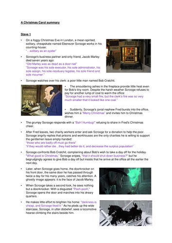 A Christmas Carol summary and key quotes booklet | Teaching Resources