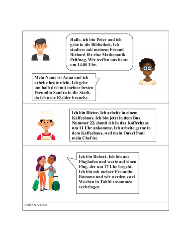 German Fun Info Gap 3 Page Activity - Question Words / City Vocabulary