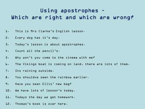 Apostrophes for possession lesson