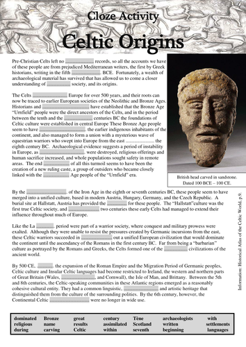 3 Cloze Activities: The Celts