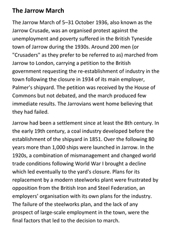 The Jarrow March Handout