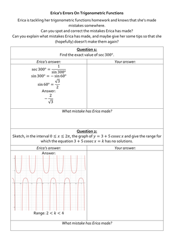 Erica's Errors - A Level (Year 2 - Pure) Bundle