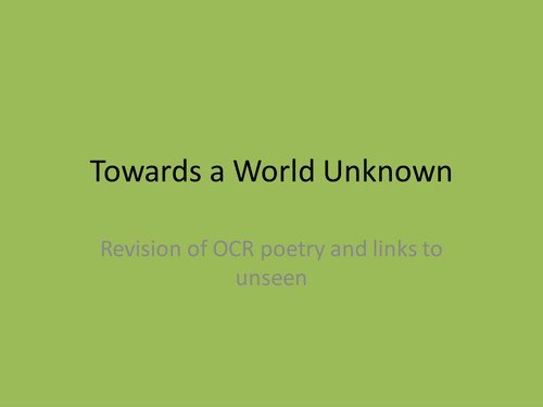 OCR Conflict poems
