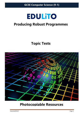Producing Robust Programmes Test - GCSE Computer Science