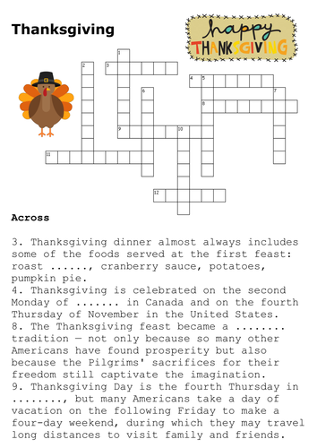 Thanksgiving Crossword