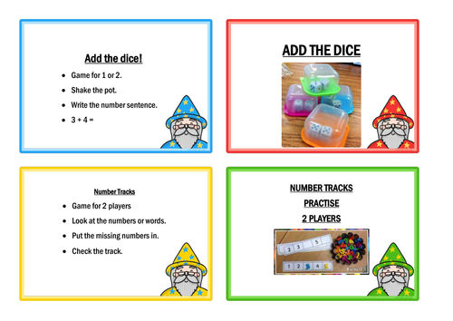 Y1 Maths Challenges for maths activity area