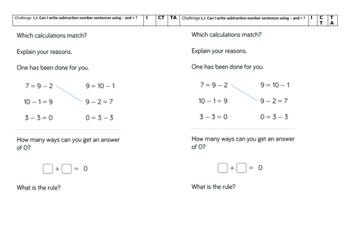 Y1 planning and resources for White Rose Maths Block 2 Addition and Subtraction Week 4