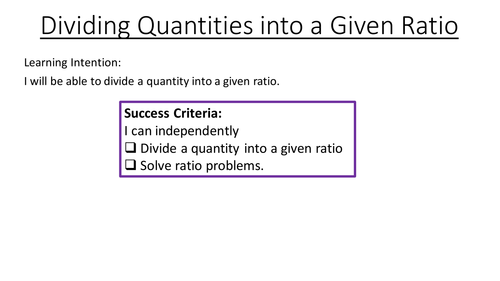 Ratio - dividing and comparing