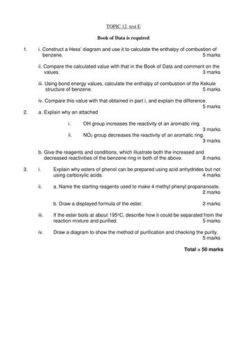 questions on benzene A level