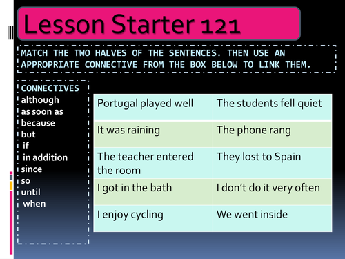 Language Work Lesson Starters 121 - 140