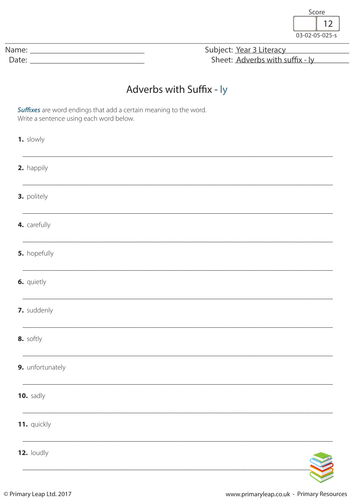 English Worksheet: Adverbs with Suffix - ly