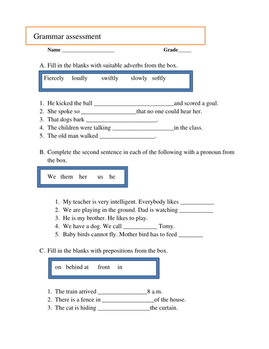 English Grammar Worksheets