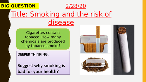 AQA new specification-Smoking and the risk of disease-B7.3