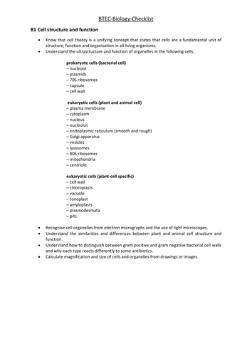 Pearson BTEC New specification-Applied science-Biology-revisionchecklist