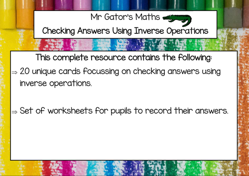 Checking Answers Using Inverse Operations