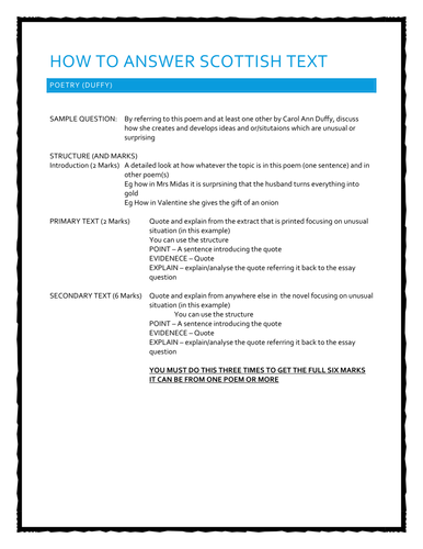 Carol Ann Duffy Revision Rescources