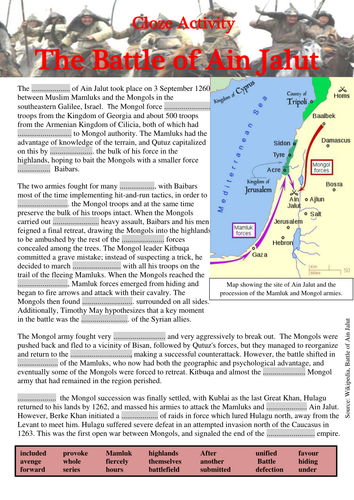 3 Cloze Activities: The Mongol Expansion