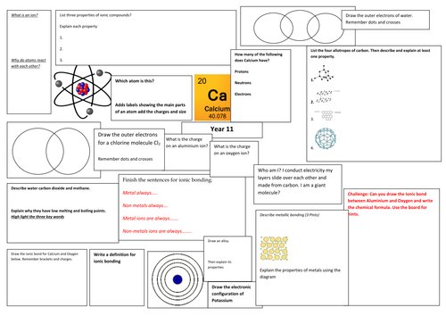 atoms, bonding and structures revision mat