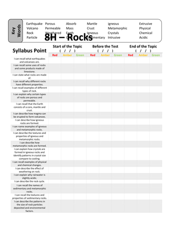 KS3 topic sheet year 8 Chemistry Edexcel