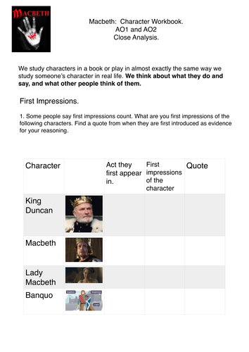 Macbeth Character tasks.