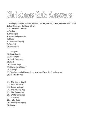 Tie breaker quiz questions and answers