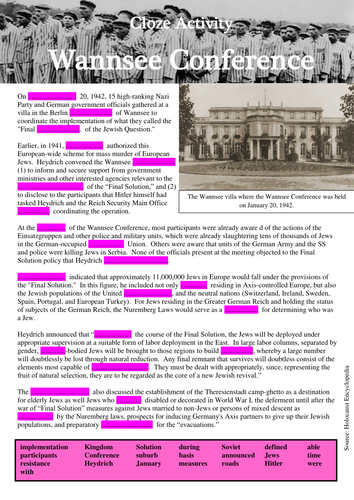 4 Cloze Activities: The Holocaust