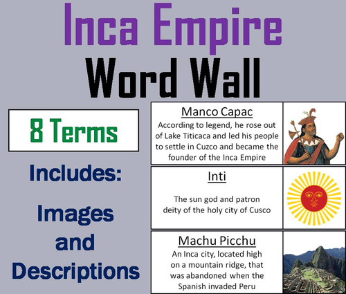 Inca Empire Word Wall Cards