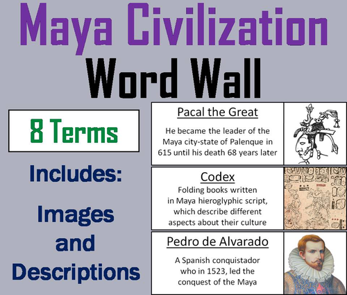 Maya Civilization Word Wall Cards