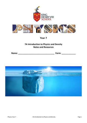 KS3 Physics: Density Student's Notes and Resources