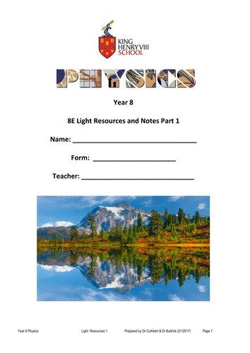 KS3 Physics: Light Student's Notes and Resources