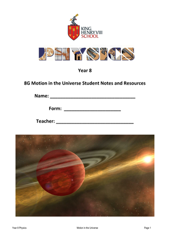 KS3 Physics: Astronomy Student's Notes and Resources