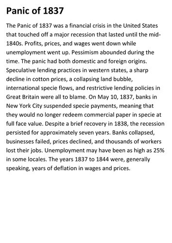 Panic of 1837 Handout